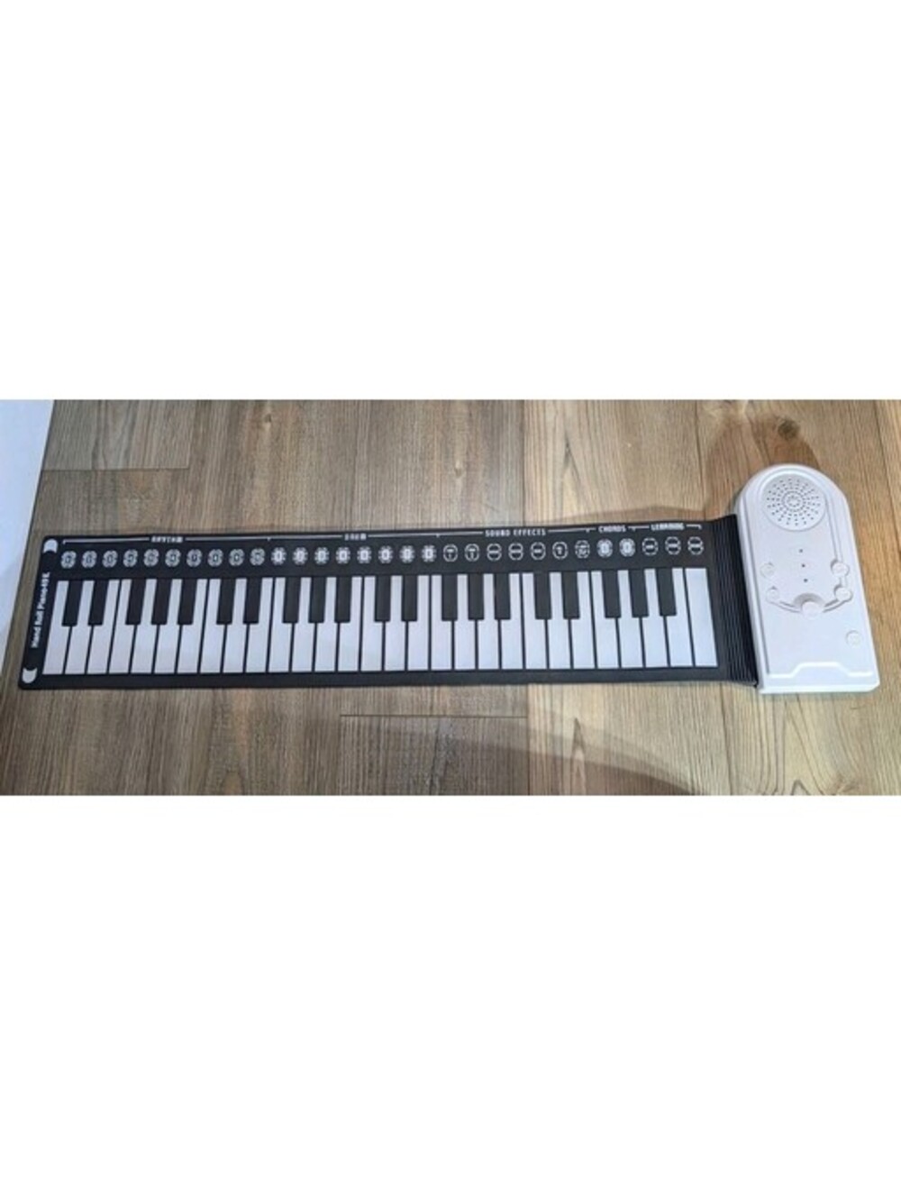 Roll-Up Piano 49-Key Portable Electronic Keyboard, Built-in Speaker, Black/White
